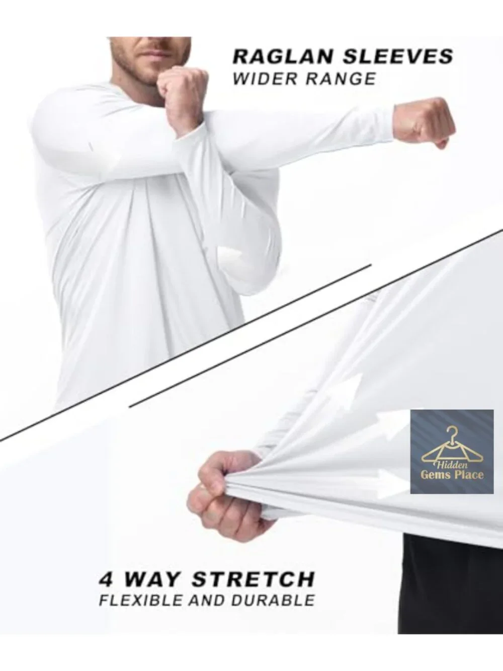 Men's UPF 50+ Quick Dry Long Sleeve Rash Guard UV Sun Protection Shirt Fishing